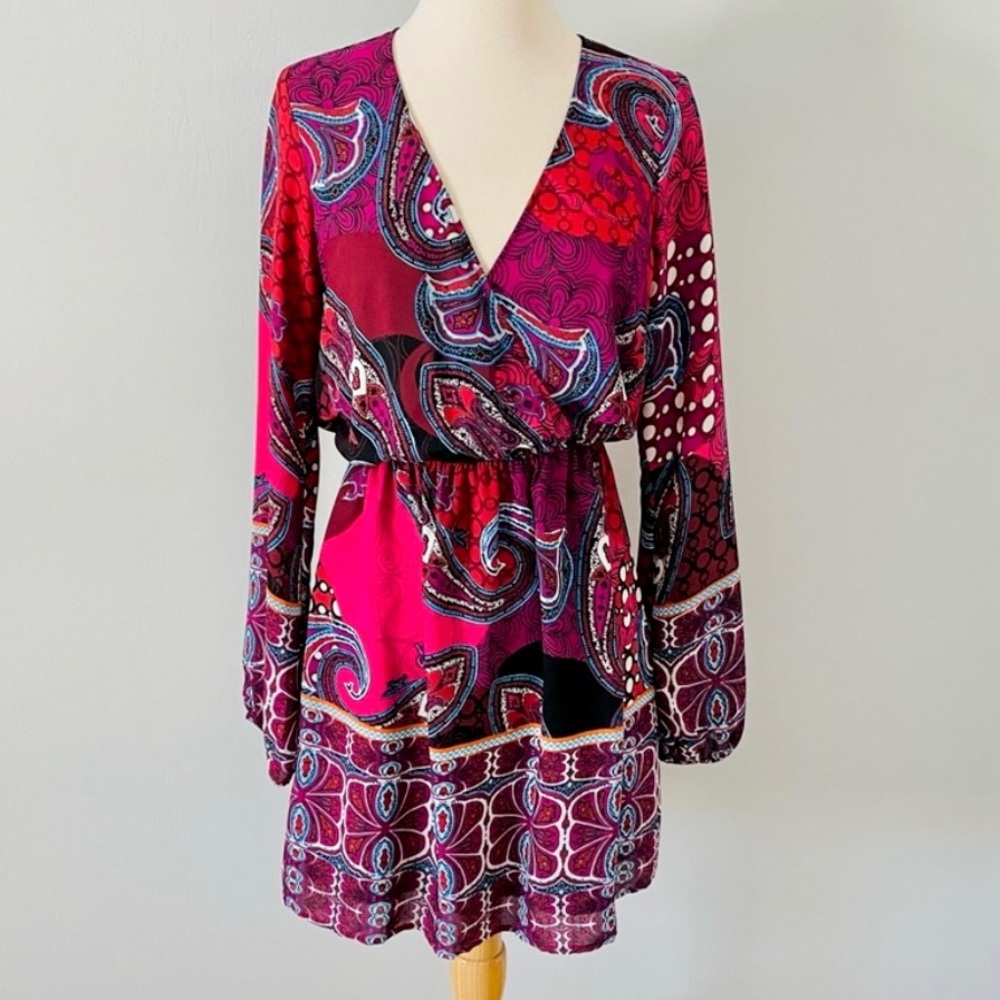 Design Lab paisley faux wrap dress